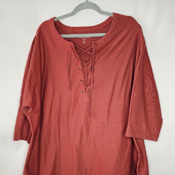 Woman Within Lace‑Up Rust Top – 26/28 - Picture 1 of 1
